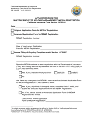 Form SB326 (SB718:2) &quot;Application Form for Multiple Employer Welfare Arrangement (Mewa) Registration&quot; - California