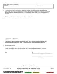 Form CR-151 Petition for Certificate of Identity Theft - California, Page 3