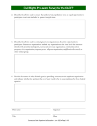 Civil Rights Pre-award Survey for the Child and Adult Care Food Program (CACFP) - Connecticut, Page 2