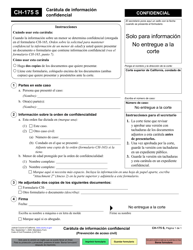 Document preview: Formulario CH-175 Caratula De Informacion Convidencial - California (Spanish)