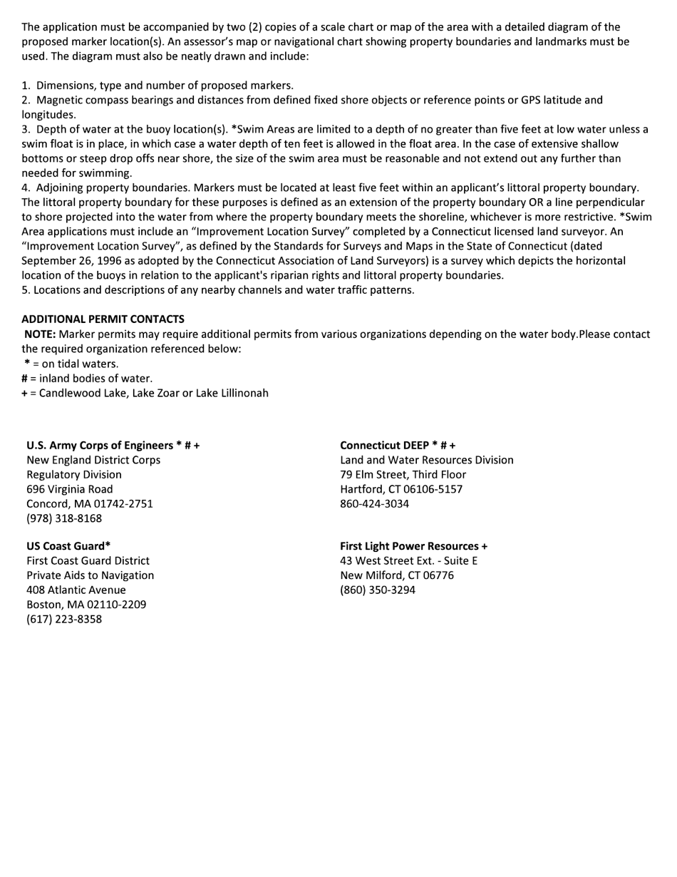 Application for Regulatory or Navigational Marker Permit - Connecticut, Page 2
