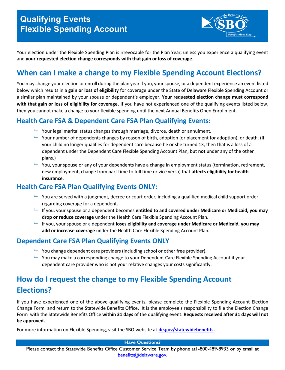 Election Change Form - Flexible Spending Account - Delaware, Page 2
