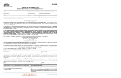 Document preview: Formulario DL208 SP Solicitud De Correccion De Expediente De Accidente De Trafico - California (Spanish)