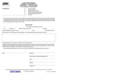Form DS2000 P Subpoena Duces Tecum at the Request of Respondent - California, Page 2