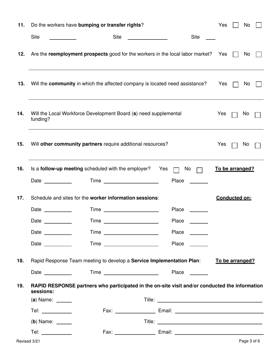 On-Site / Remote Rapid Response Report  Initial Meeting Checklist - Florida, Page 3