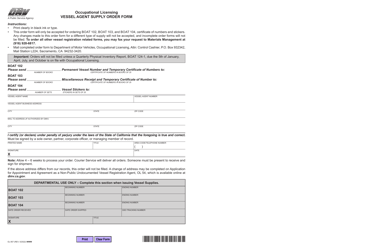 Document preview: Form OL857 Occupational Licensing Vessel Agent Supply Order Form - California