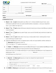 DEO Form UCB-200 Claimant Identity Theft Affidavit - Florida (Haitian Creole), Page 2