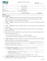 DEO Formulario UCB-200 Declaracion Jurada Sobre El Robo De Identidad - Florida (Spanish), Page 2