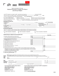 Document preview: Form CPT Alabama Business Privilege Tax Return and Annual Report - Alabama, 2022