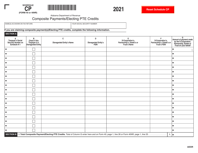 Form 40 (40NR) Schedule CP 2021 Printable Pdf