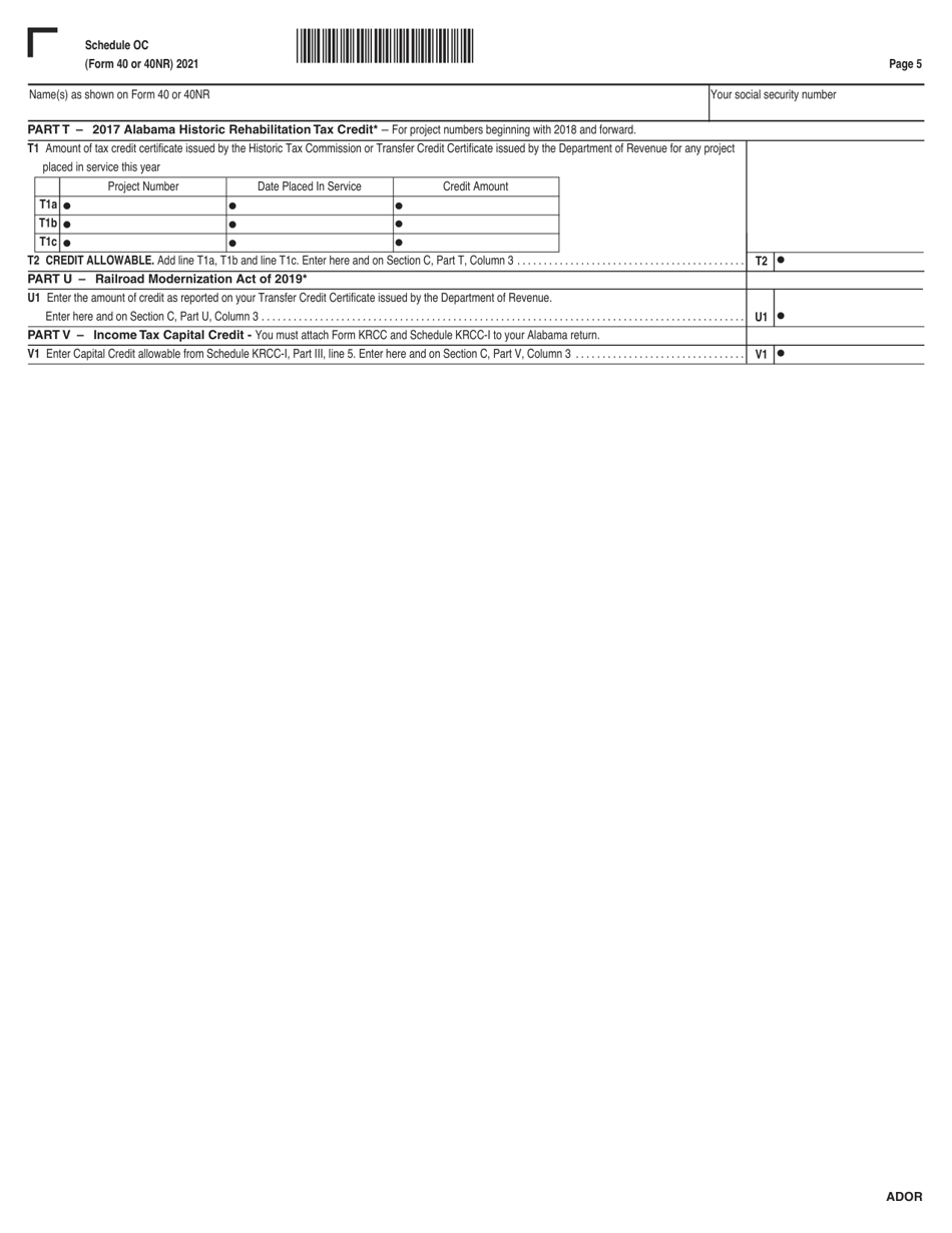 Form 40 40nr Schedule Oc Download Fillable Pdf Or Fill Online Other Available Credits 2021