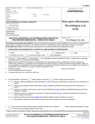 Document preview: Formulario FL-356 Solicitud Confidencial De Determinaciones Especiales Para Menores Imigrantes - Depecho De Familia - California (Spanish)