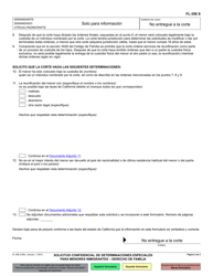 Formulario FL-356 Solicitud Confidencial De Determinaciones Especiales Para Menores Imigrantes - Depecho De Familia - California (Spanish), Page 2