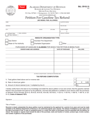 Document preview: Form B&L: GR-5U(3) Petition for Gasoline Tax Refund - Alabama