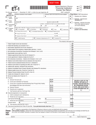 Document preview: Form ET-1 Financial Institution Excise Tax Return - Alabama, 2022