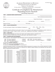 Document preview: Form TOB: NPM-ESC CERT Certificate of Compliance by Manufacturer Regarding Escrow Payment (Including Importers) - Alabama