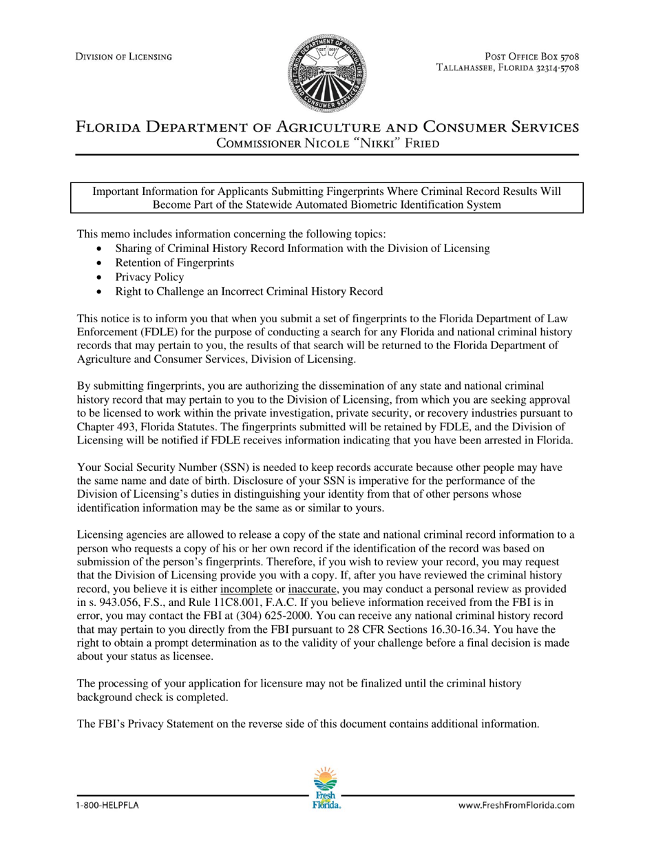 Form FDACS-16014 Application for Class di Security Officer Instructor License and Class ri Recovery Agent Instructor License - Florida, Page 13