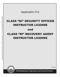 Form FDACS-16014 Application for Class &quot;di&quot; Security Officer Instructor License and Class &quot;ri&quot; Recovery Agent Instructor License - Florida