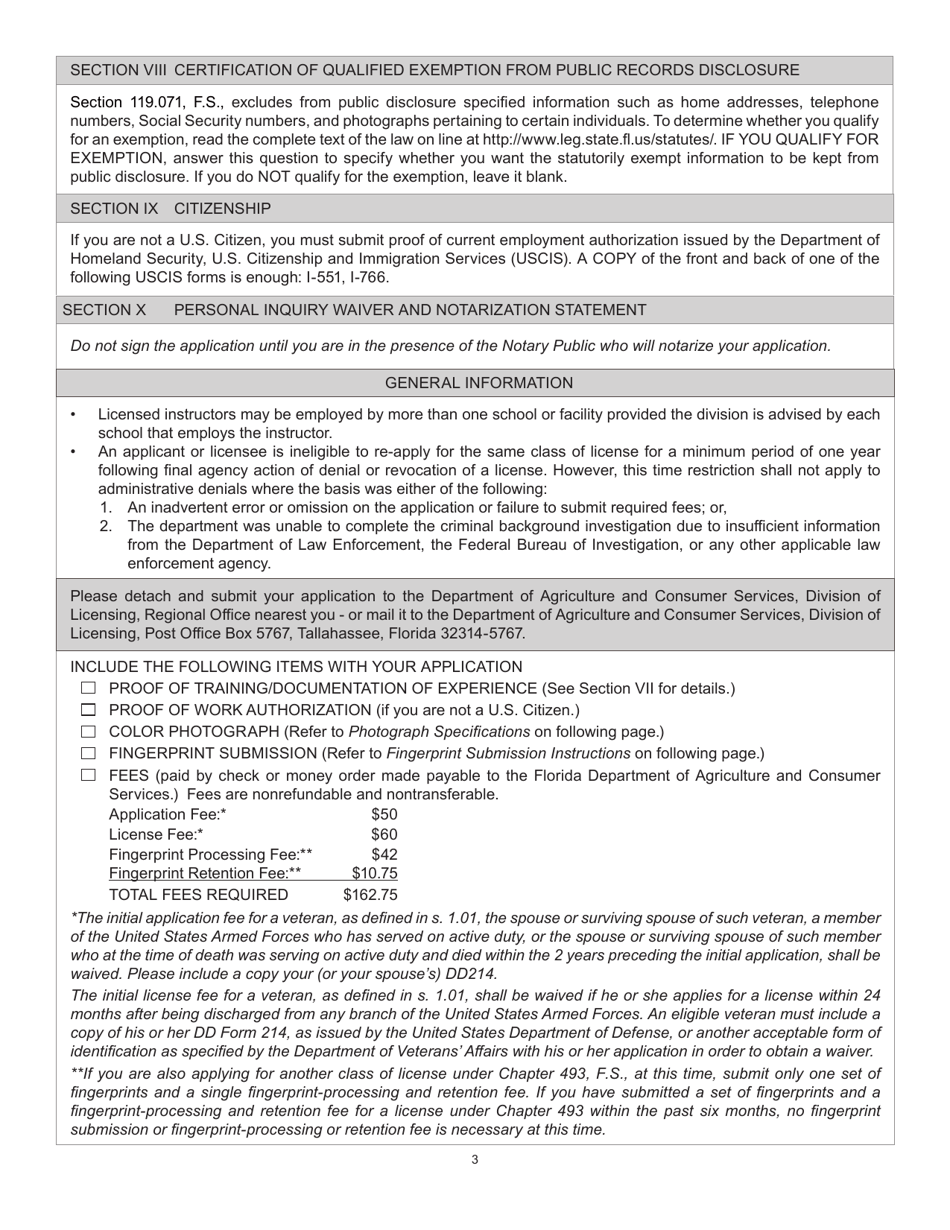 Form FDACS-16014 Application for Class di Security Officer Instructor License and Class ri Recovery Agent Instructor License - Florida, Page 5
