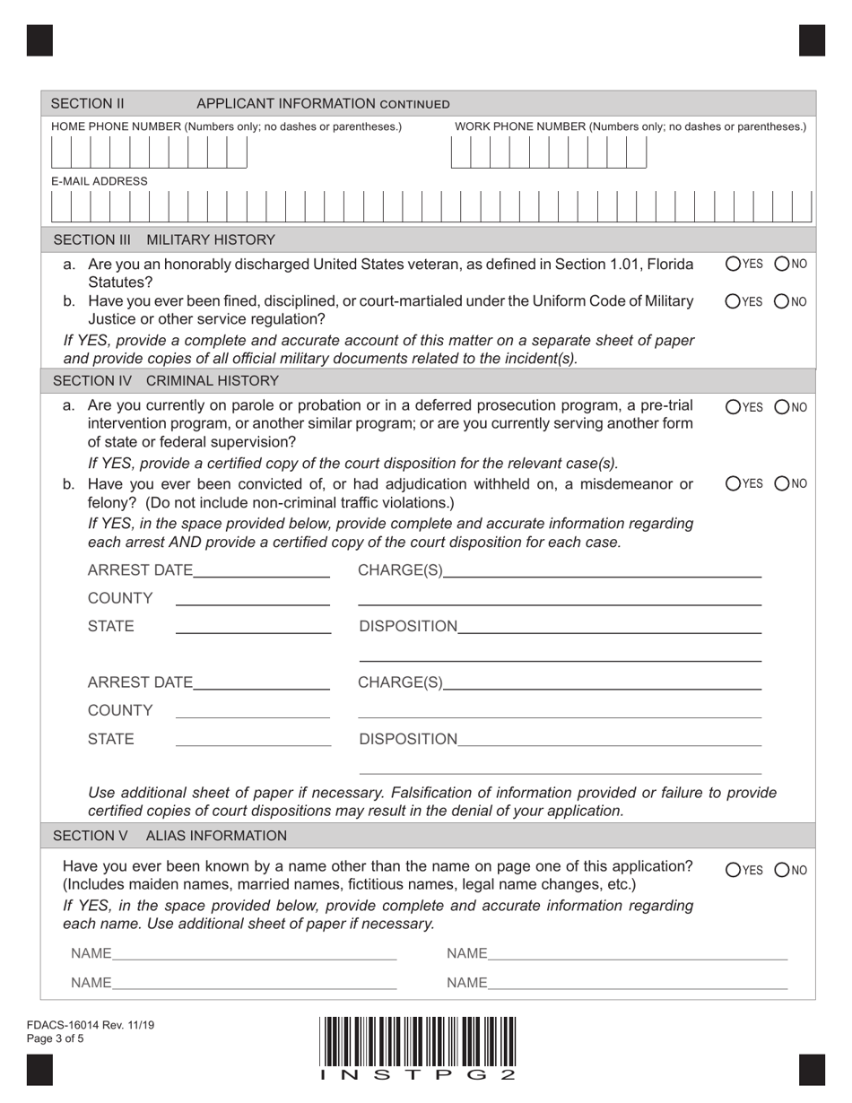 Form FDACS-16014 Application for Class di Security Officer Instructor License and Class ri Recovery Agent Instructor License - Florida, Page 9