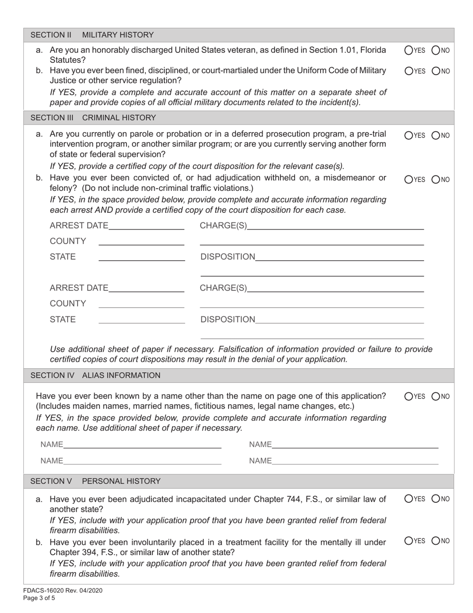 Form FDACS-16020 Application for Class k Firearms Instructor License - Florida, Page 9