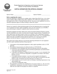 Form FDACS-02011 Capital Expenditure Pre-approval Request - Florida