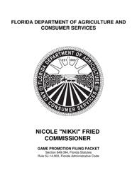 Form FDACS-10951 Game Promotion Filing Application - Florida