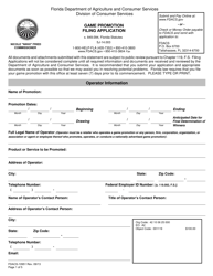 Form FDACS-10951 Game Promotion Filing Application - Florida, Page 4
