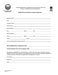 Form FDACS-08720 &quot;Scbgp Hr133 Assistance Program Application&quot; - Florida