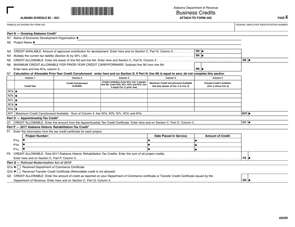 Form 20C Schedule BC Download Fillable PDF or Fill Online Business ...