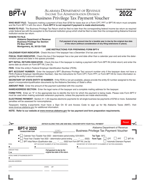Form BPT-V 2022 Printable Pdf