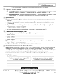 Formulario CH-165 Orden Sobre La Solicitud Para Mantener Confidencial La Informacion De Un Menor De Edad - California (Spanish), Page 2