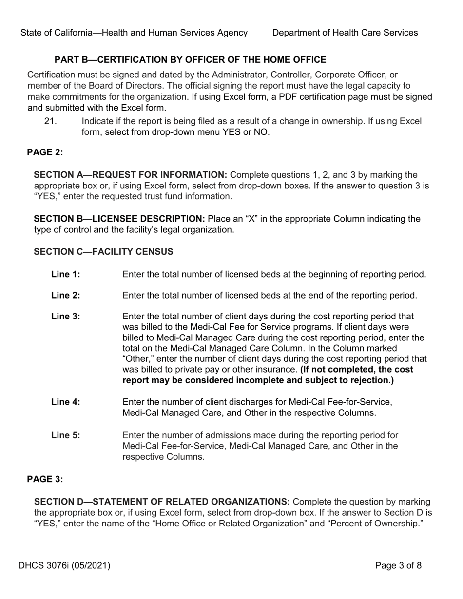 Instructions for Form DHCS3076 Medi-Cal Program Cost Report - Intermediate Care Facility for the Developmentally Disabled - California, Page 3