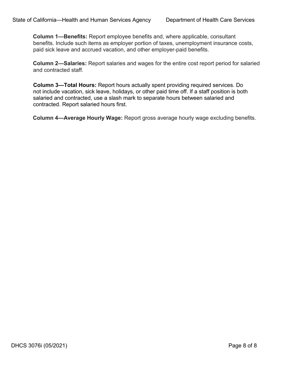 Instructions for Form DHCS3076 Medi-Cal Program Cost Report - Intermediate Care Facility for the Developmentally Disabled - California, Page 8