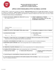 Application for Radioactive Material License - Arkansas