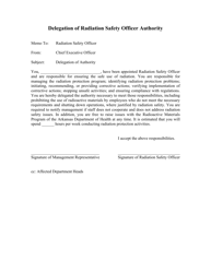Document preview: Delegation of Radiation Safety Officer Authority - Arkansas