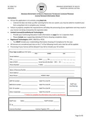 RC Form 710 License Renewal Form - Radiologic Technology Licensure Program - Arkansas