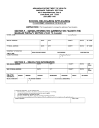 Document preview: School Relocation Application - Arkansas