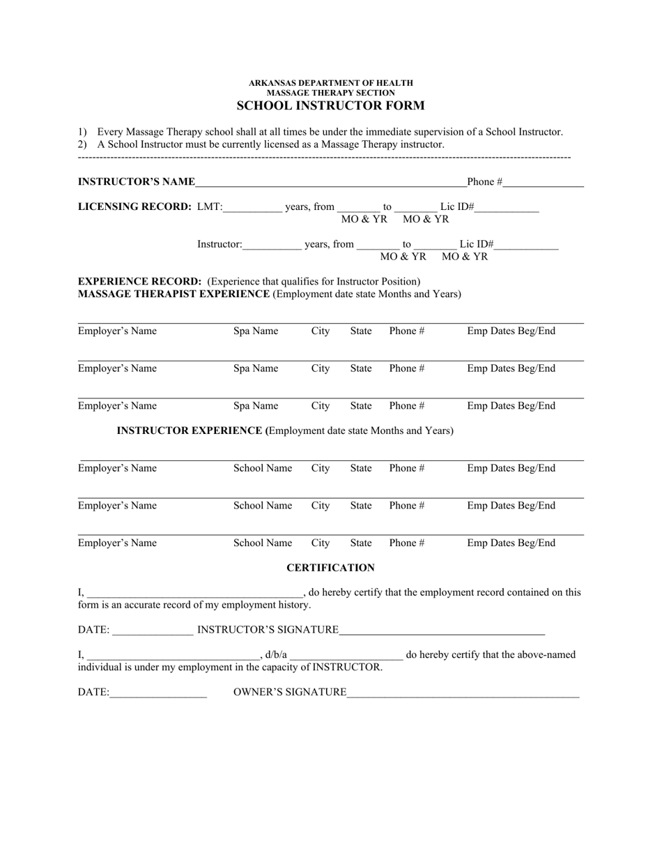 Arkansas Secondary School Of Massage Application Fill Out Sign Online And Download Pdf 5821