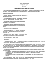 Document preview: Secondary School of Massage Application - Arkansas