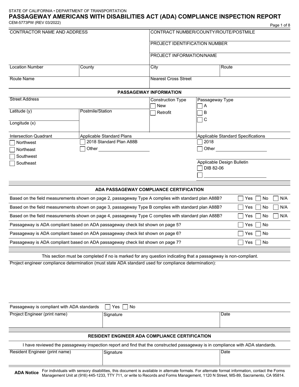 Form CEM-5773PW - Fill Out, Sign Online and Download Fillable PDF ...