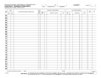 Document preview: Form CEM-6004 Contract Transactions Input - California