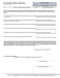 Document preview: Form CEM-6201F Full and Final Potential Claim Record - California