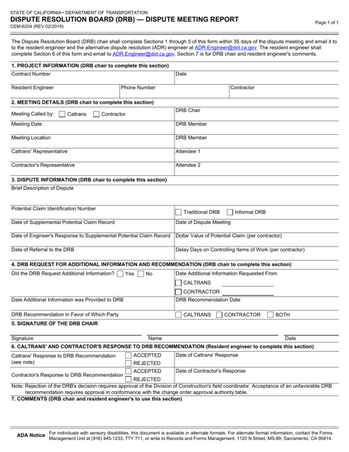 Form CEM-6204 Download Fillable PDF or Fill Online Dispute Resolution ...