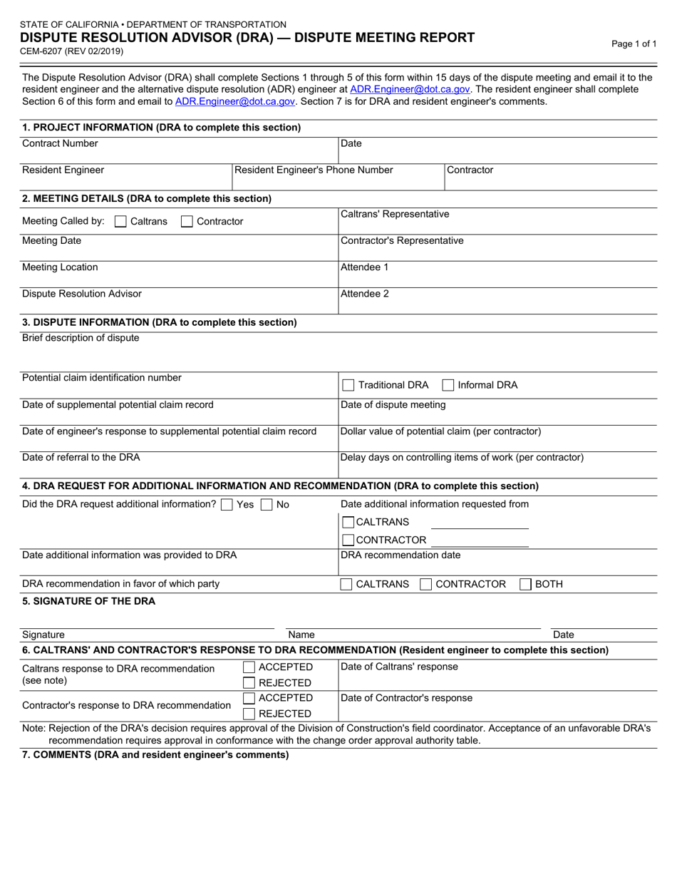 Form CEM-6207 - Fill Out, Sign Online and Download Fillable PDF ...