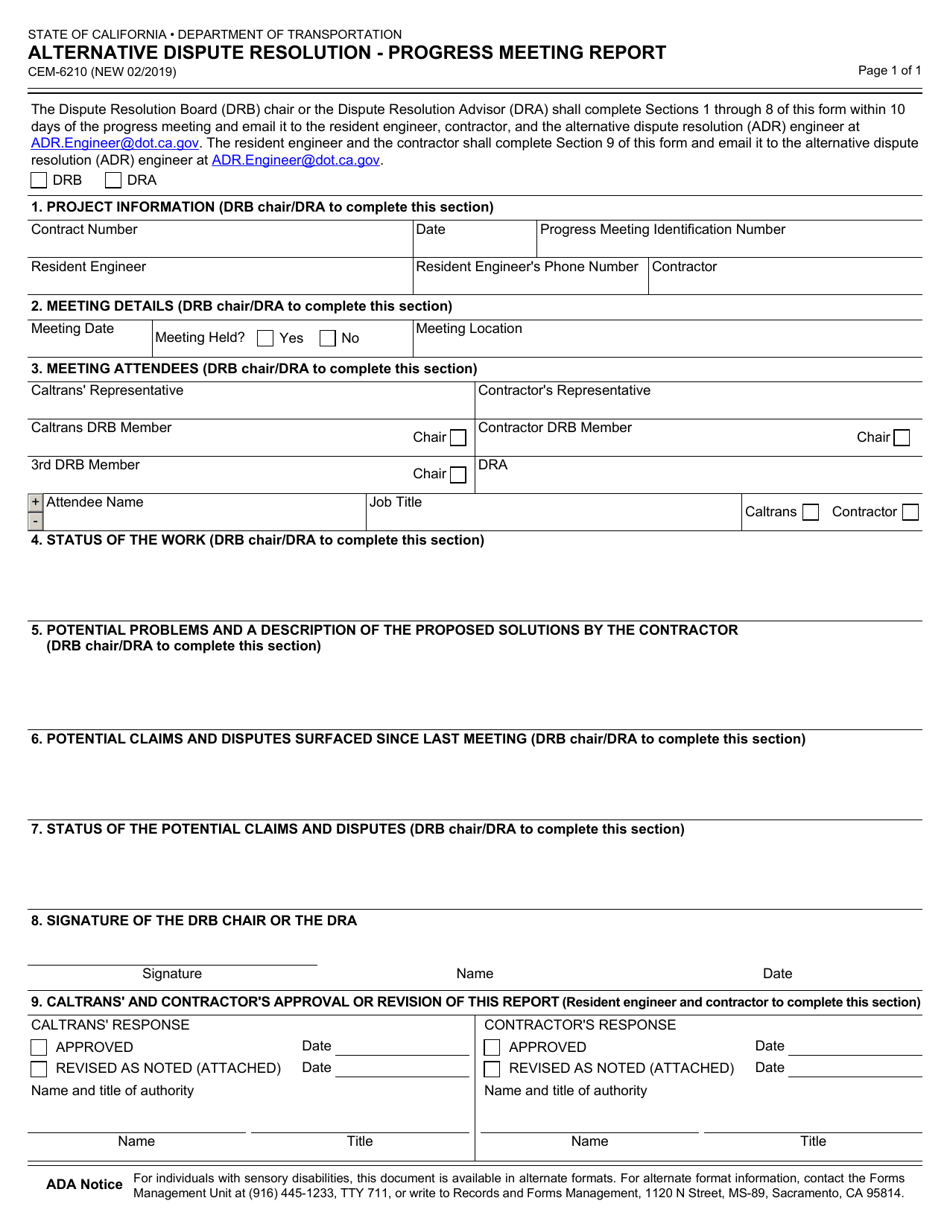 Form CEM-6210 Download Fillable PDF or Fill Online Alternative Dispute ...