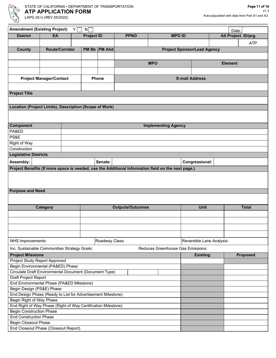 Form LAPG25-U Active Transportation Program Application Form - California, Page 11