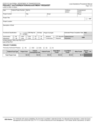 Form LAPM3-A &quot;Project Authorization/Adjustment Request&quot; - California