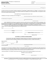 Document preview: Form DES-OE-0102.3 Bidder's Bond - California