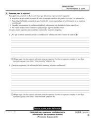 Formulario CH-160 Solicitud Para Mantener Confidencial La Informacion De Un Menor De Edad - California (Spanish), Page 4
